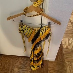 Latin dance dress yellow and black. Ballroom dancing comp
